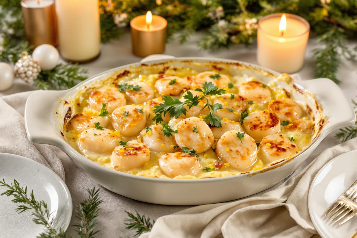 Ce gratin de Noël au saumon et aux Saint‑Jacques coche tout : rapide, élégant, léger et tellement plus original que la dinde.jpg