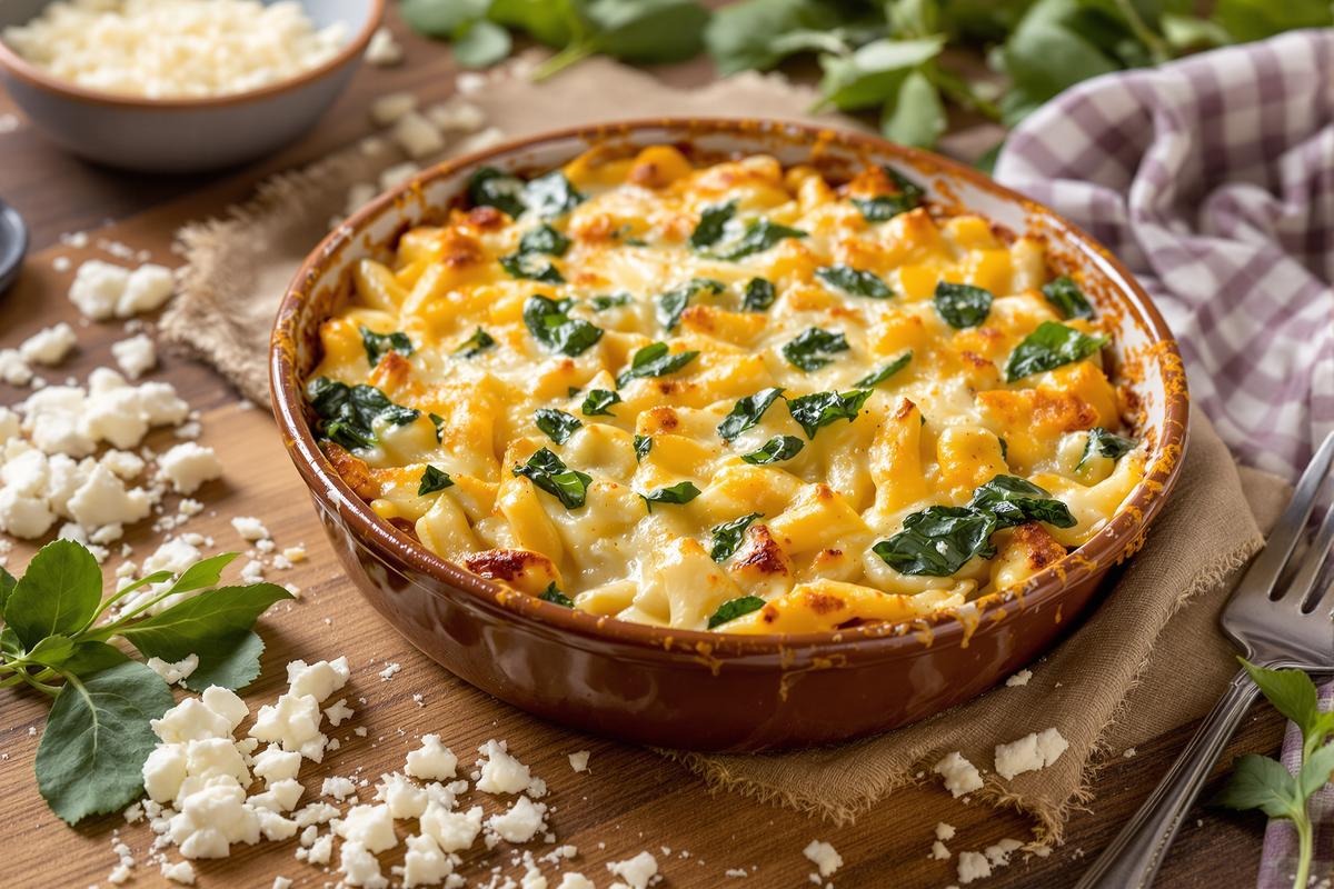 Chaleur d’hiver et saveurs fondantes : ce gratin de pâtes ricotta-épinards au fromage doré sauve tous vos soirs pressés.jpg