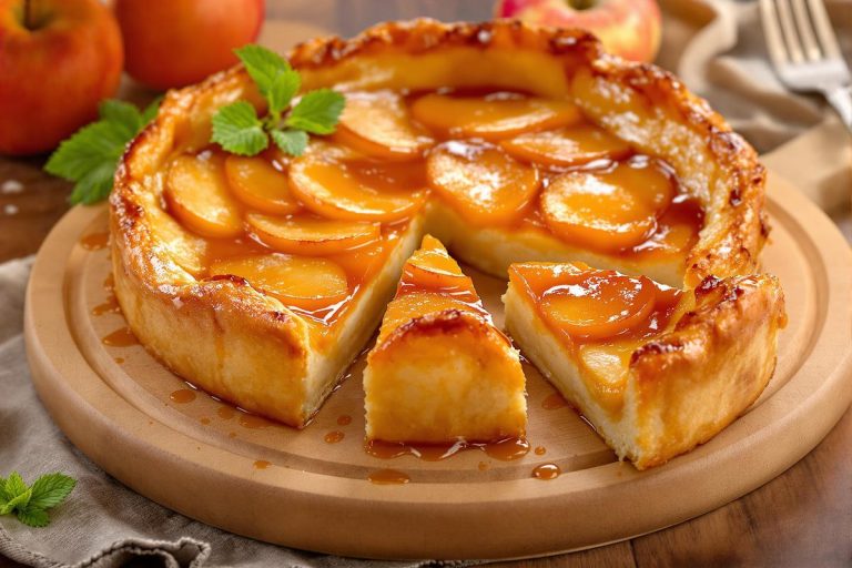 Pommes dorées, caramel brun et pâte maison : la tarte Tatin de Julie Andrieu va vous faire oublier la vôtre à jamais.jpg
