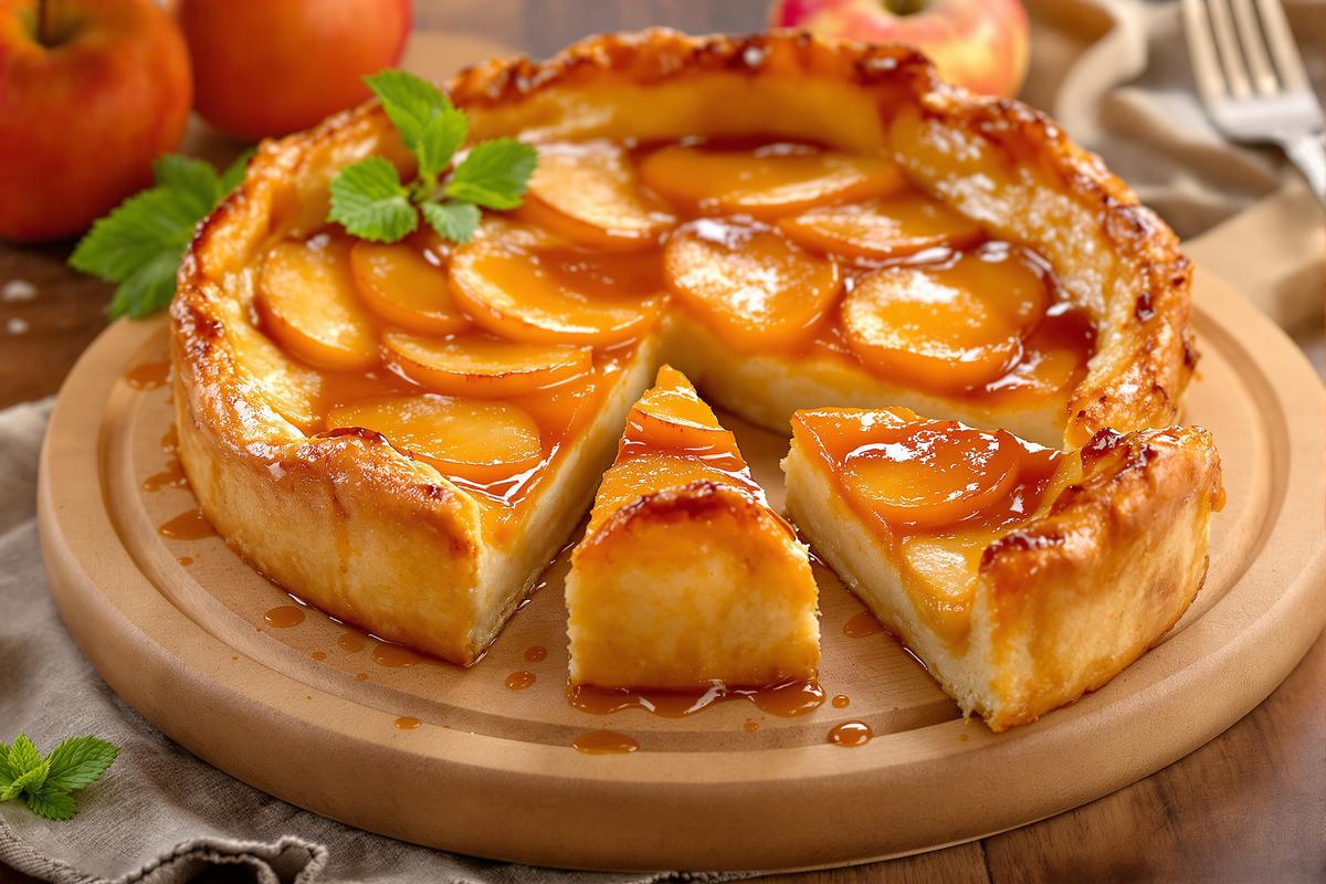 Pommes dorées, caramel brun et pâte maison : la tarte Tatin de Julie Andrieu va vous faire oublier la vôtre à jamais.jpg