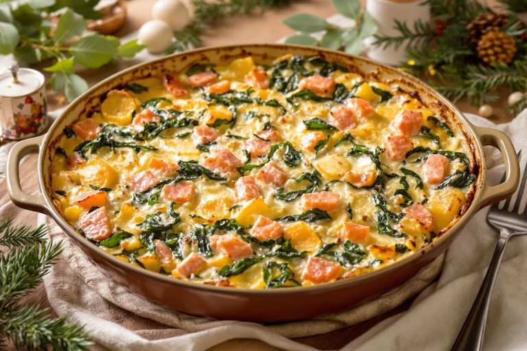 Un plat d’hiver ultra crémeux pour Noël qui fait l’unanimité : pommes de terre, saumon frais, épinards et gratin doré.jpg